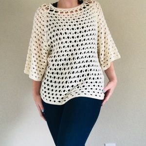 Chico’s Cream Short Sleeve Sweater